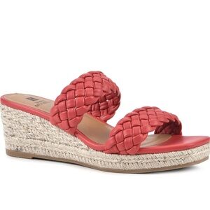 White Mountain Red Braided Wedge Sandals
